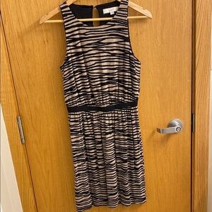 LOFT Sleeveless Tiger Striped Midi Dress Keyhole Back Women’s Size Small Spring